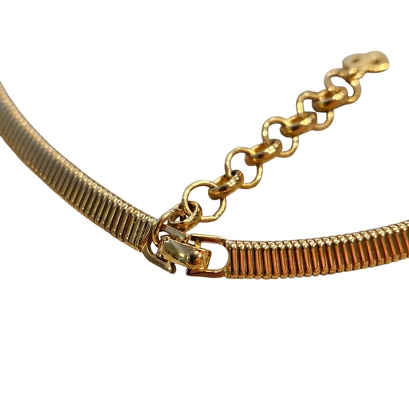 Dior Choker Necklace Vintage 80s Dior Chunky Gold Tone Blue Faux Stone - Picture 14 of 16